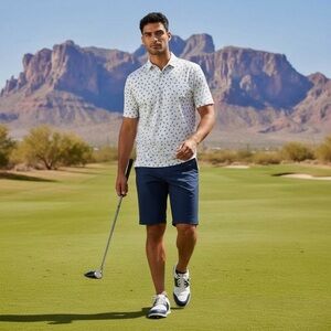 Johnnie-O Birdie Performance Polo Exeter Print Men’s Large White Blue